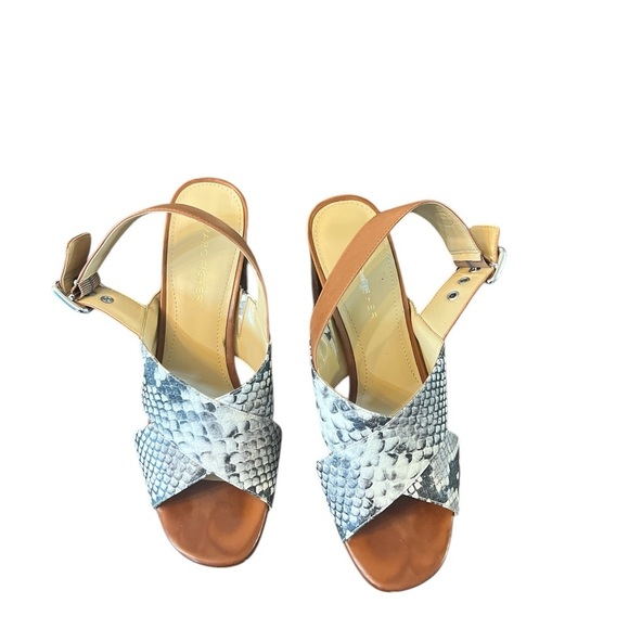 Marc Fisher Snake Print Block Heel Sandal Leather Size 8 - Picture 9 of 9
